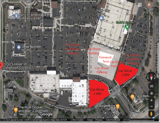 aerial map of car show parking