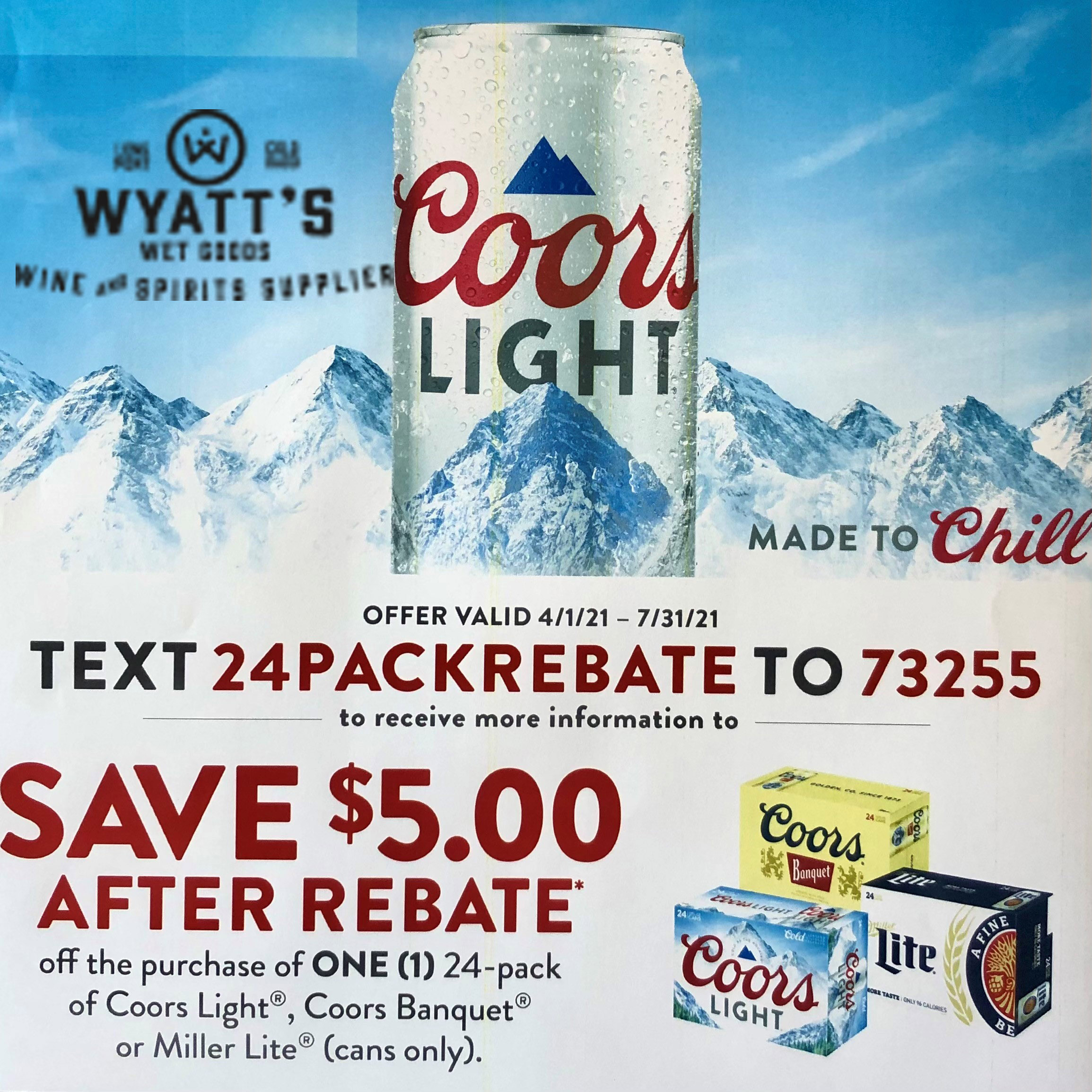 Only A Few Days Left The Great Rebate From Coors Through July 31st At 