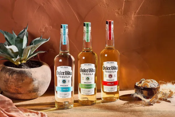 dulce vida tequila bottles on table top