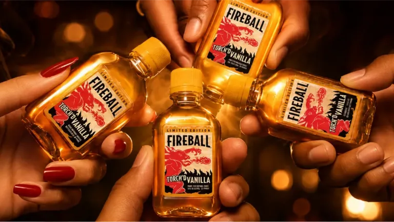fireball torchd vanilla bottle in hands