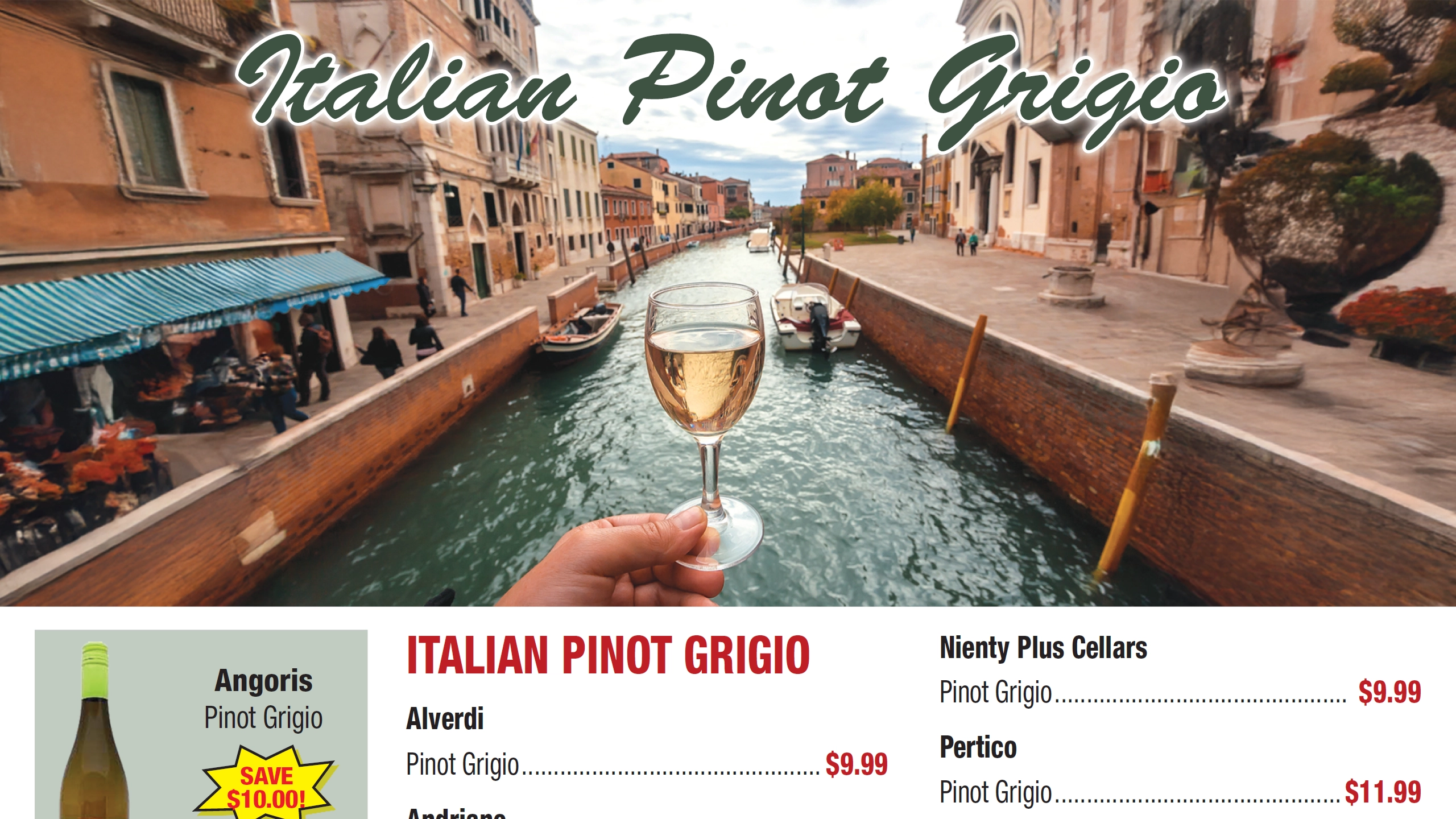 weekly ad 6-10-2026 featured italian pinot grigio boats in canal