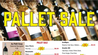 weekly ad 7-8-2026 featured pallet sale wine bottles