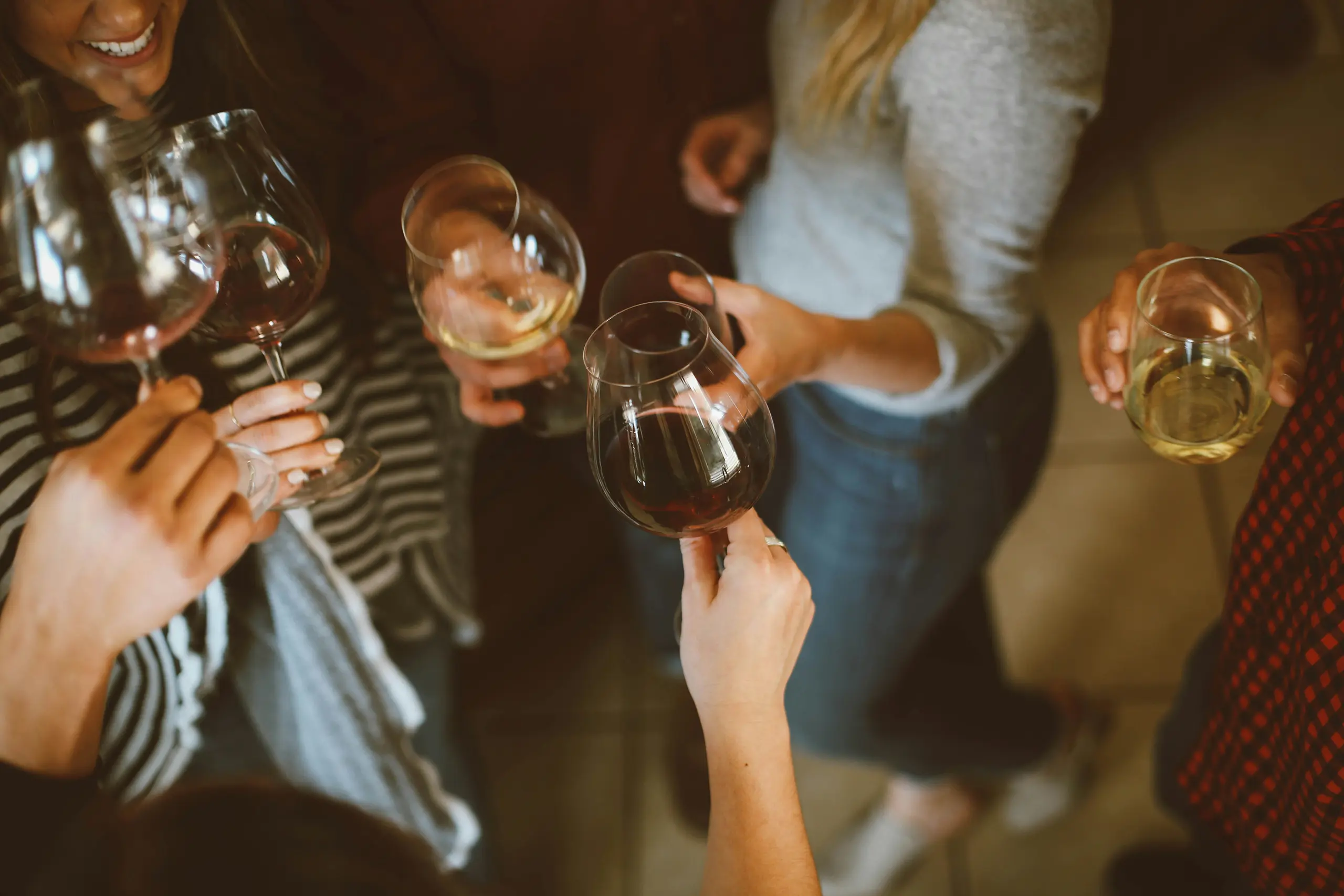wine tasting glasses with wine